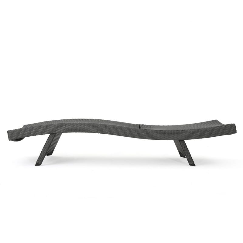 2-Piece PE Wicker Chaise Lounge Set, Adjustable Outdoor Stackable Sunbathing Chairs