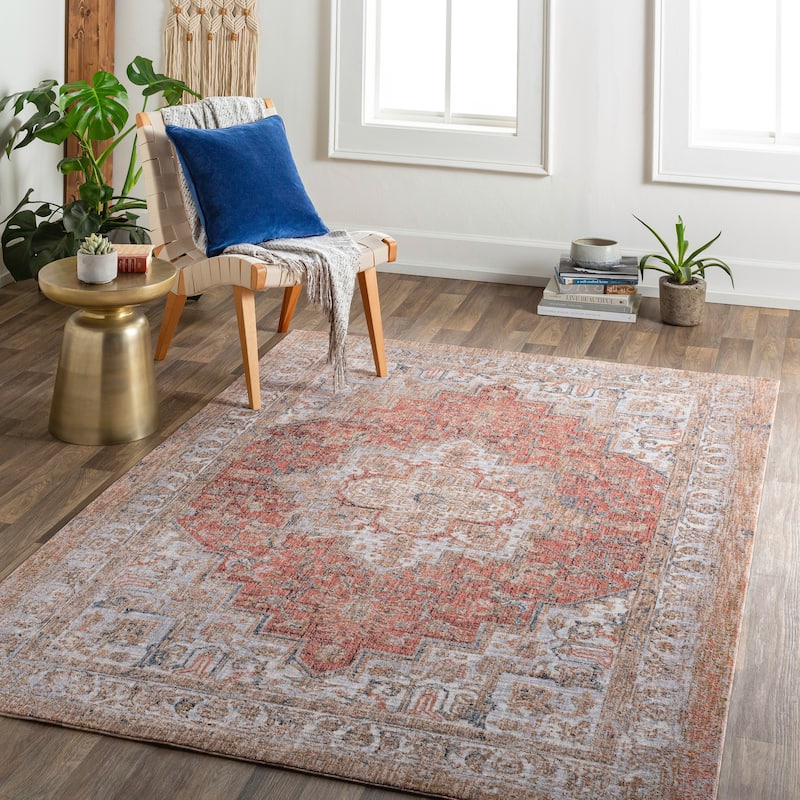 Artistic Weavers Vinnala Traditional Floral Area Rug - 9' 2" x 12' - Orange/Cream