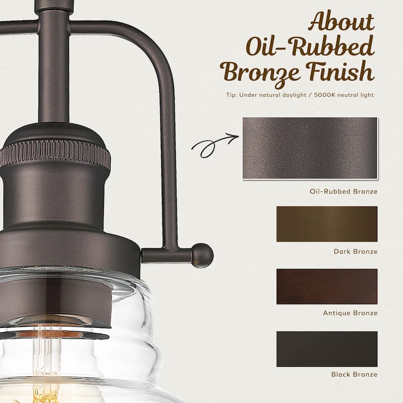 Clear Glass Dome Pendant Light Farmhouse Style