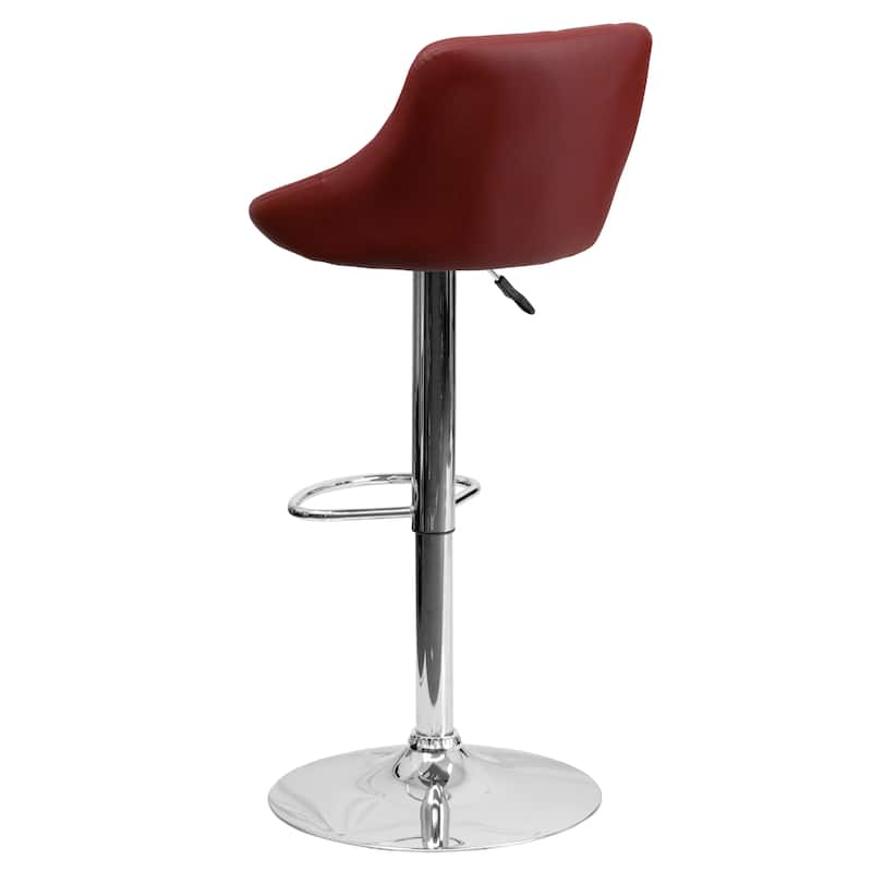 Diamond Pattern Vinyl Bucket Seat Adjustable Barstool - 18.5"W x 19"D x 33.25" - 41.75"H