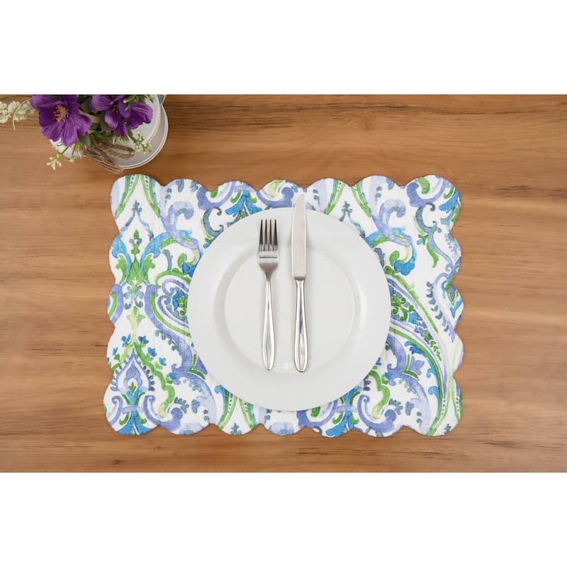 Juliet Quilted Reversible Bright Paisley Placemat Set of 6 - Set of 6