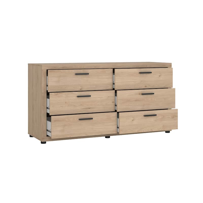 Porch & Den Mira 6-Drawer Double Dresser, Jackson Hickory