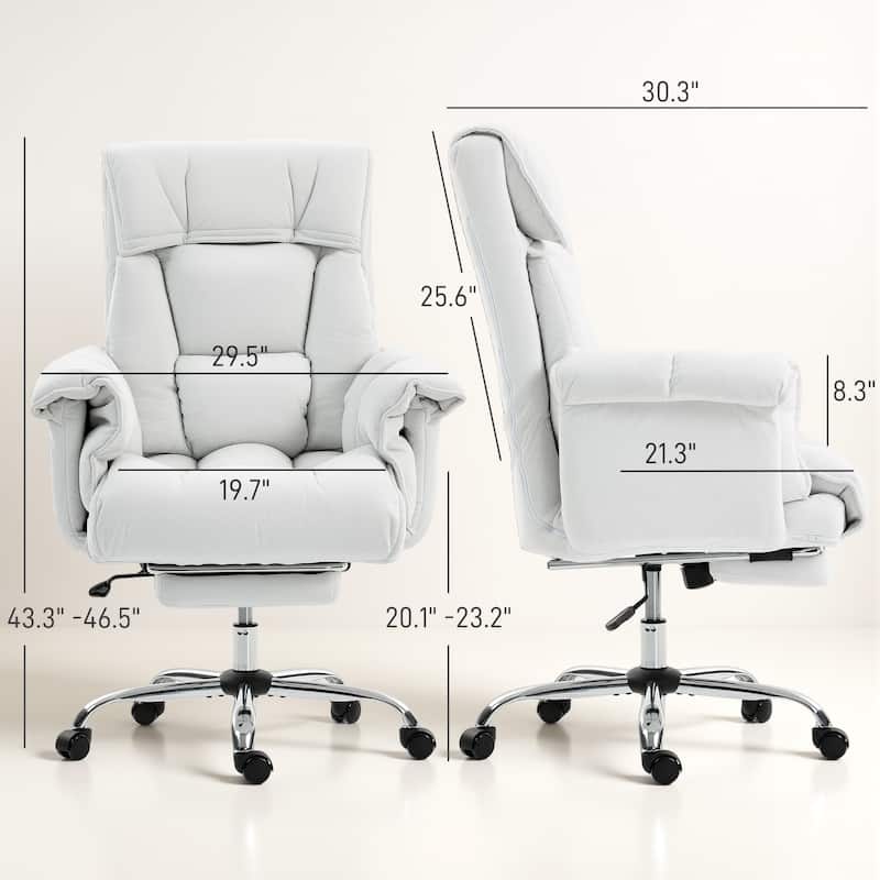 HOMCOM Executive Office Chair with Footrest, Reclining Swivel Computer Chair with High Back, Thick Cushion,Adjustable Height
