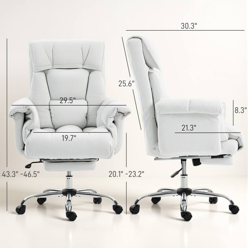 Reclining Desk Chair with Footrest,High Back Office Chair