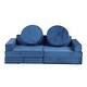 preview thumbnail 1 of 9, 14 Pieces Kids Sofa Modular Convertible Play Couch Set for Bedroom or Playroom - 55”L x 27.5”W x 16.5”H Blue
