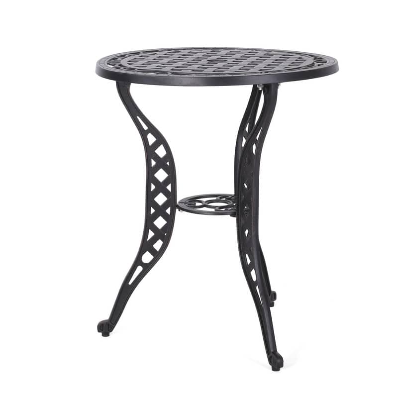 3-Piece Metal Bistro Set - Curved Cast Aluminum Outdoor Table and Chairs