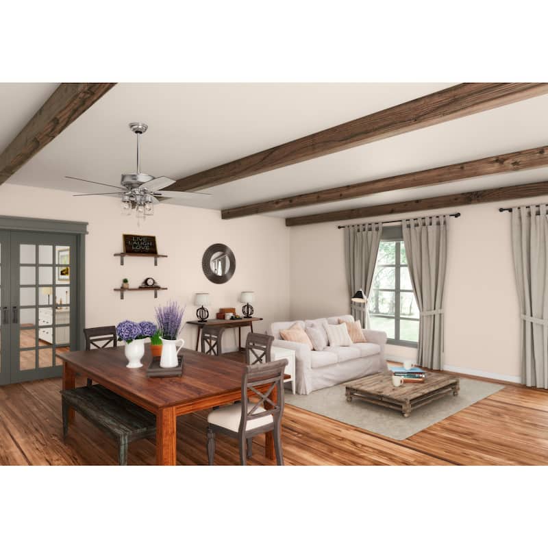 Hunter 52" Declan Pass Brushed Nickel Ceiling Fan with LED Light Kit and Pull Chain - Industrial, Farmhouse, Rustic