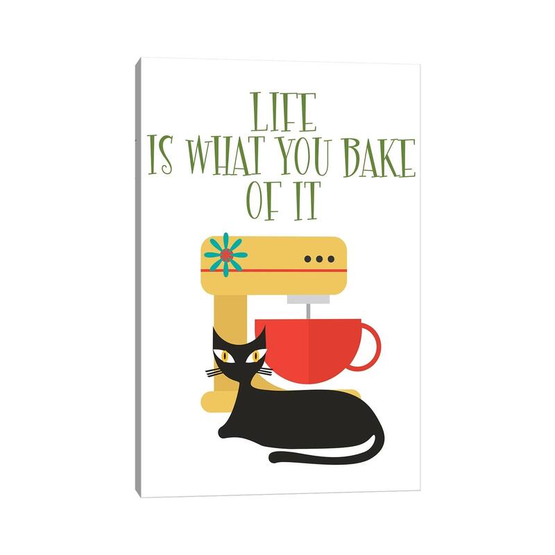 iCanvas "Life Is What You Bake Of It Mod Cat" by Jania Sharipzhanova Canvas Print
