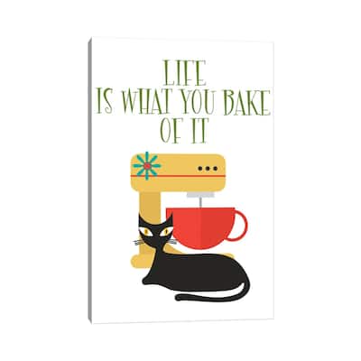 iCanvas "Life Is What You Bake Of It Mod Cat" by Jania Sharipzhanova Canvas Print