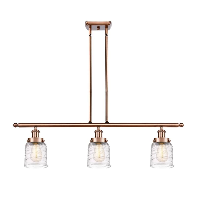 Innovations Lighting 916-3I-10-36 Bell Linear Bell 3 Light 36" Wide - Antique Copper / Deco Swirl