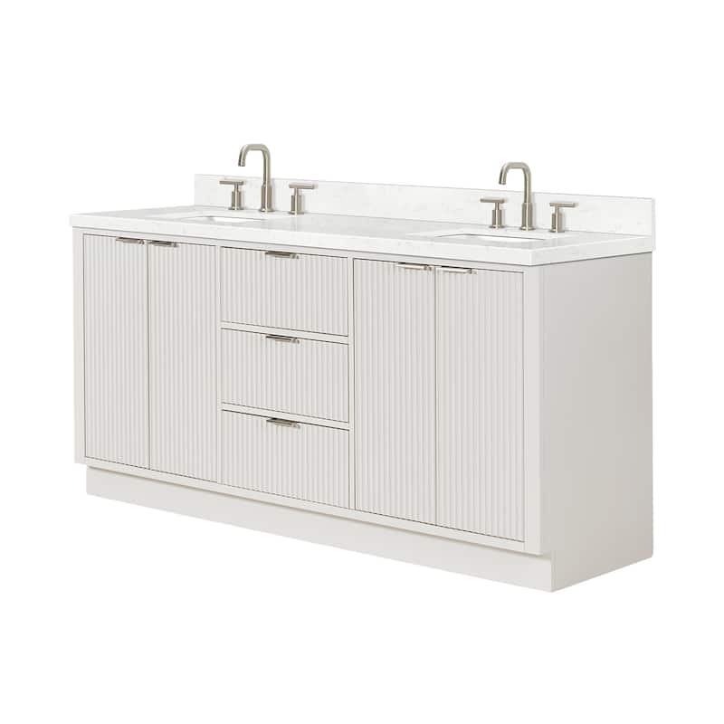 Ariel P72DCQRVO Milan 72" Free Standing Double Basin Vanity Set with