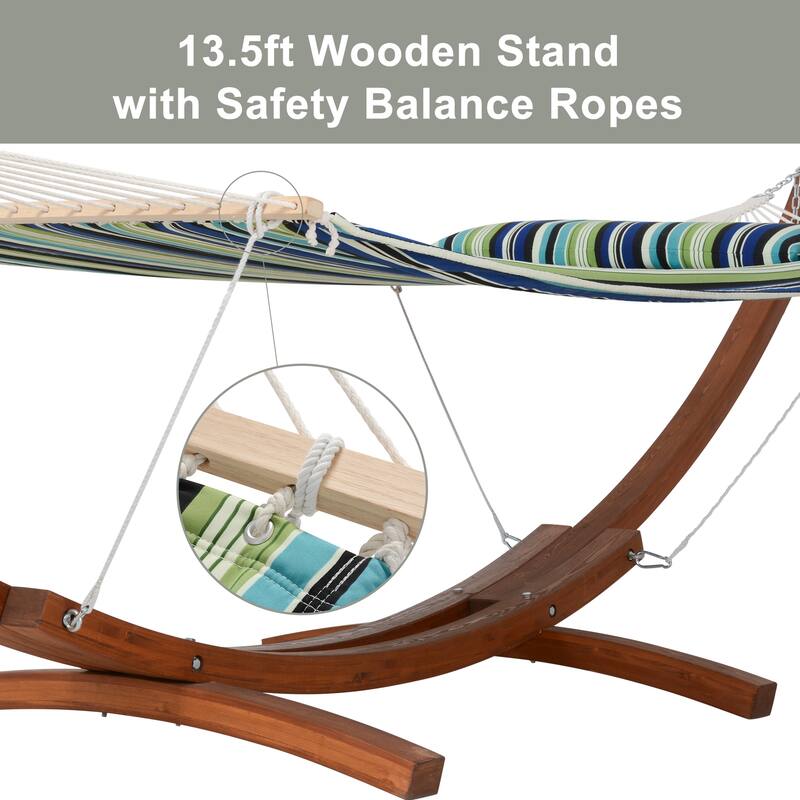 Double Spreader Bar Hammock With 13.5 ft. Wooden Stand - 162*55.1*48.8