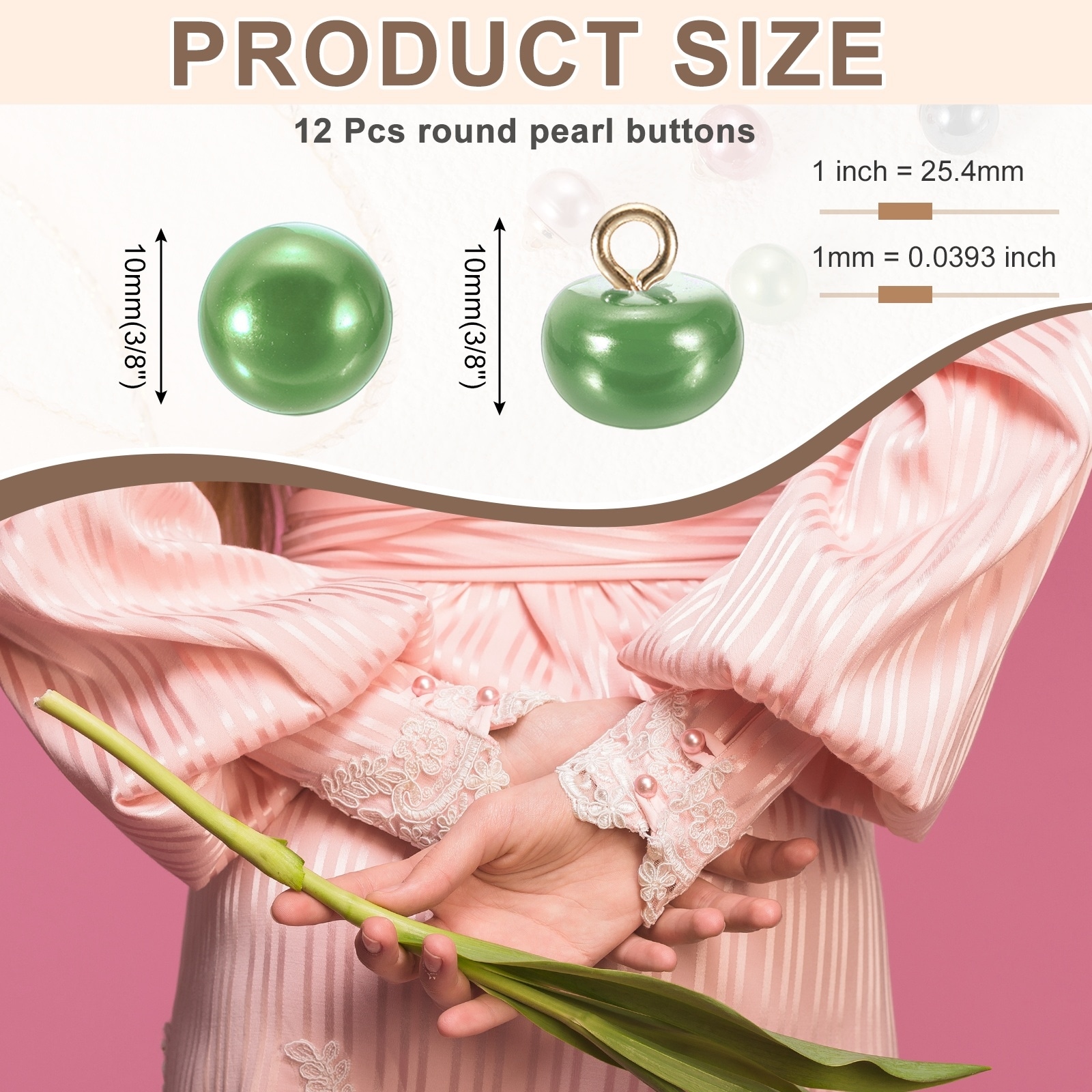 Round Faux Pearl Buttons Gold Metal Shank Sewing Button Replacement for Sewing Clothing Bridal Dress DIY Crafts