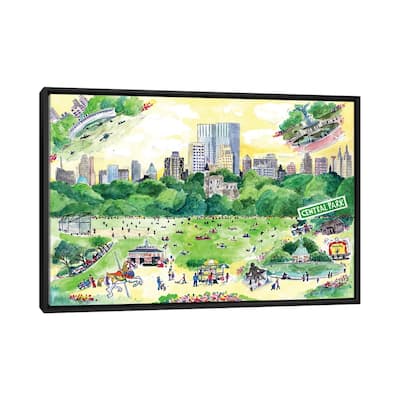 iCanvas "Central Park Spring" by Michael Storrings Framed Canvas Print