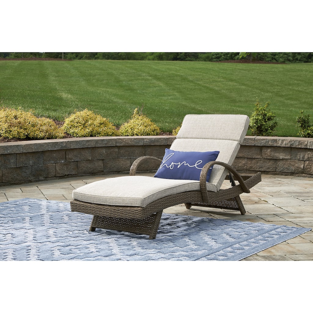 Signature Design by Ashley Beachcroft Beige Outdoor Chaise Lounge with Cushion - 30.13" W x 79.38" D x 39.75" H