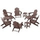 preview thumbnail 49 of 156, Aderson Outdoor Poly Adirondack Chair With Ottoman And Side Table 12-Piece Set Dark Brown