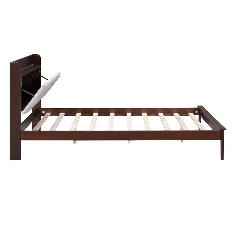 Queen size Platform Bed with USB Charging Station and Storage