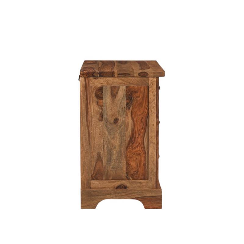 HomeRoots 27" Brown Solid Wood Live Edge Three Drawer Nightstand