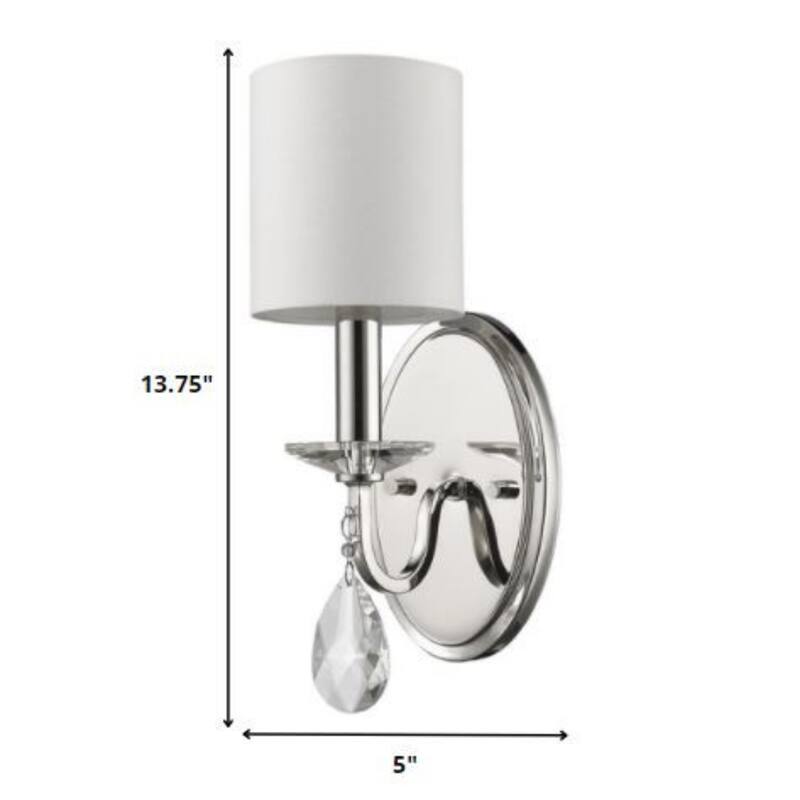 Silver Linen Shade Silver Steel 3 Light Flush Mount Wall Sconce LED - 6” x 5” x 13.75” (D x W x H)