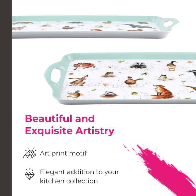 Pimpernel Wrendale Designs Large Melamine Handled Tray - 18.9" x 11.6"