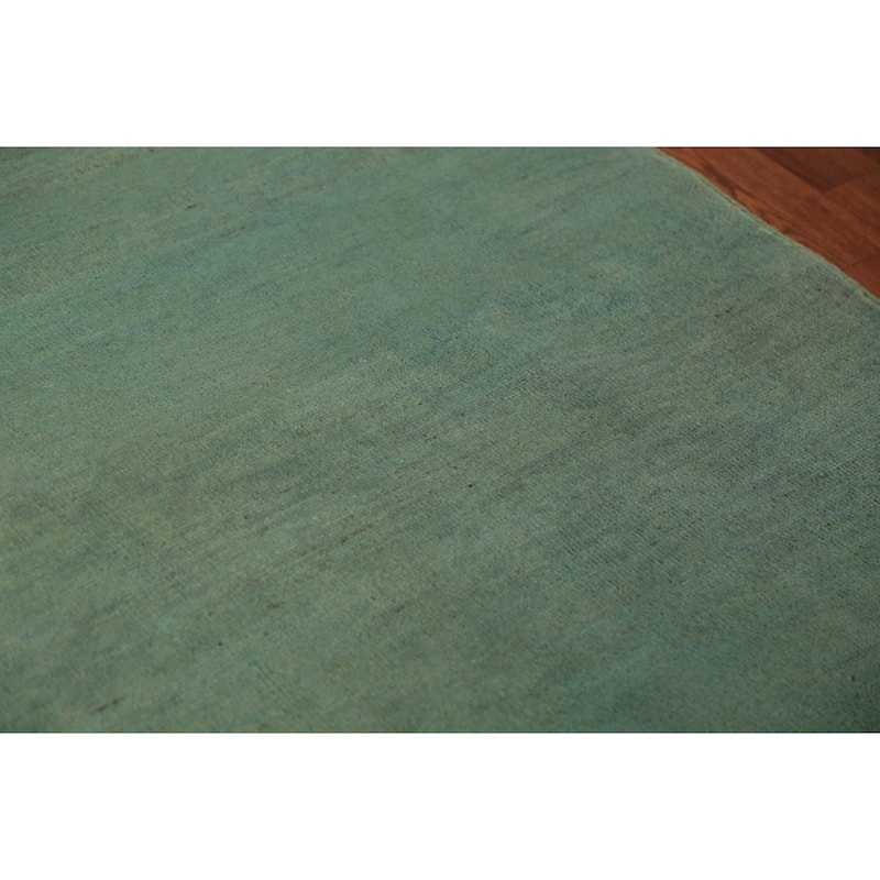 Green Gabbeh Modern Area Rug Handmade Wool Carpet - 4'10" x 6'7"