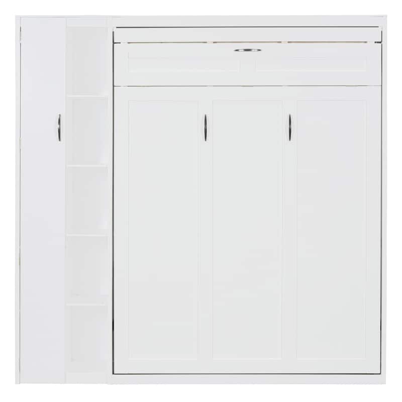 Full Size Smart Murphy Bed Space Saving with LED Lighting And Storage