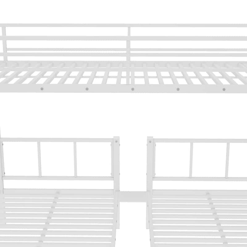 GDFStudio - Bellamy Metal Triple Bunk Bed with Safety Guardrails and Space-Saving Design