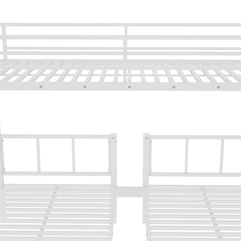 Triple Metal Bunk Bed with Twin over Twin & Twin XL, Detachable, Black, Space-Saving Design