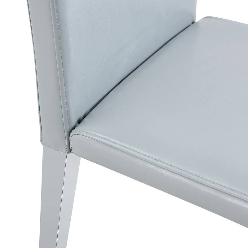 Simple 2 Piece PU Dining Chair with Cushions, Metal Legs, Non Slip Pads for Dining Room Kitchen Bedroom Living Room