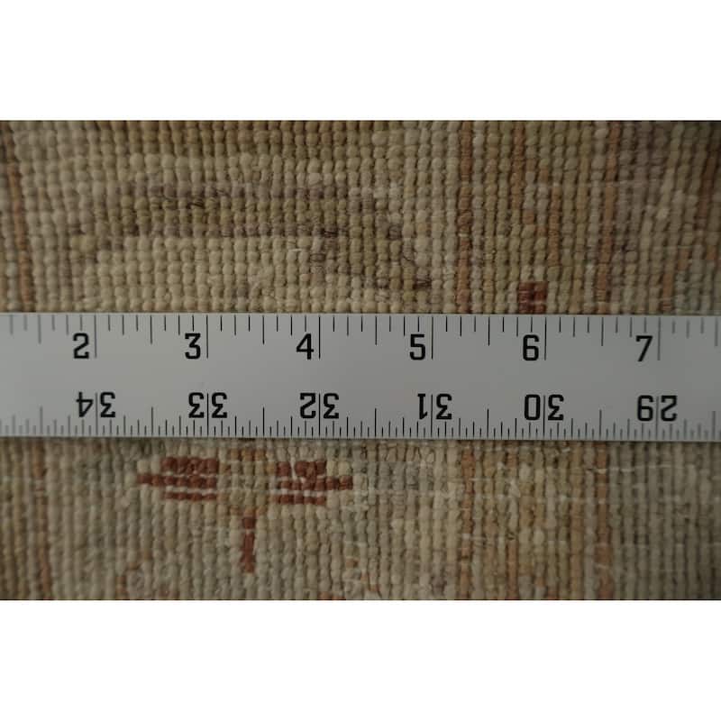 Hand Knotted Oriental 100% Wool Carpet Traditional Floral Greys & Charcoal Peshawar Runner Rug - 9' 8'' X 2' 9''