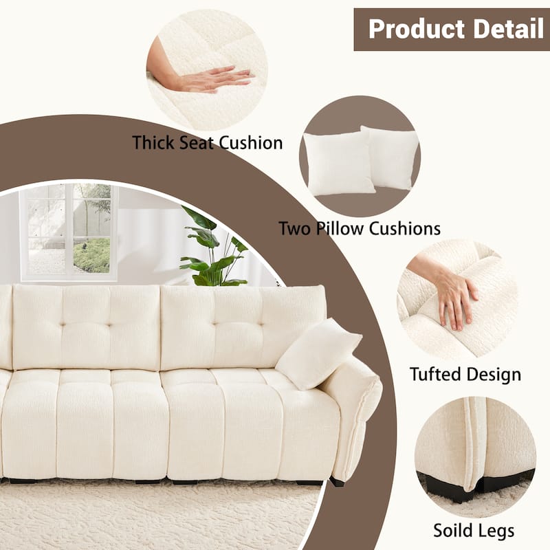 Chenille Upholstered Single Sofa, Ergonomic Reading Lounge Chair, Single Sofa Chair with High-Resilience Support Cushions