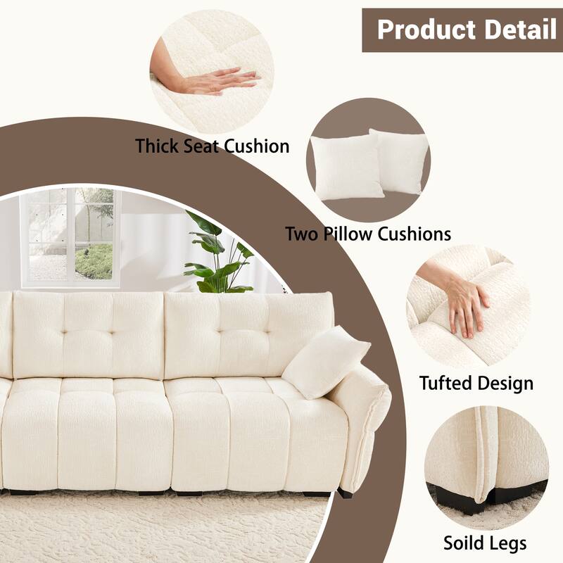 Roomfitters 47" Single Seater Modular Sofa, Ergonomic Deep Seat Chenille Armchair with Pillows