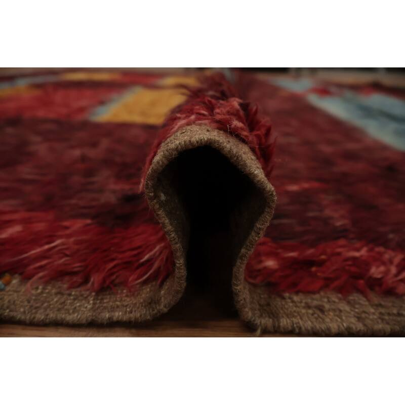 Hand Knotted Oriental 100% Wool Carpet Modern Tribal Red Moroccan Area Rug - 12' 1'' X 8' 11''