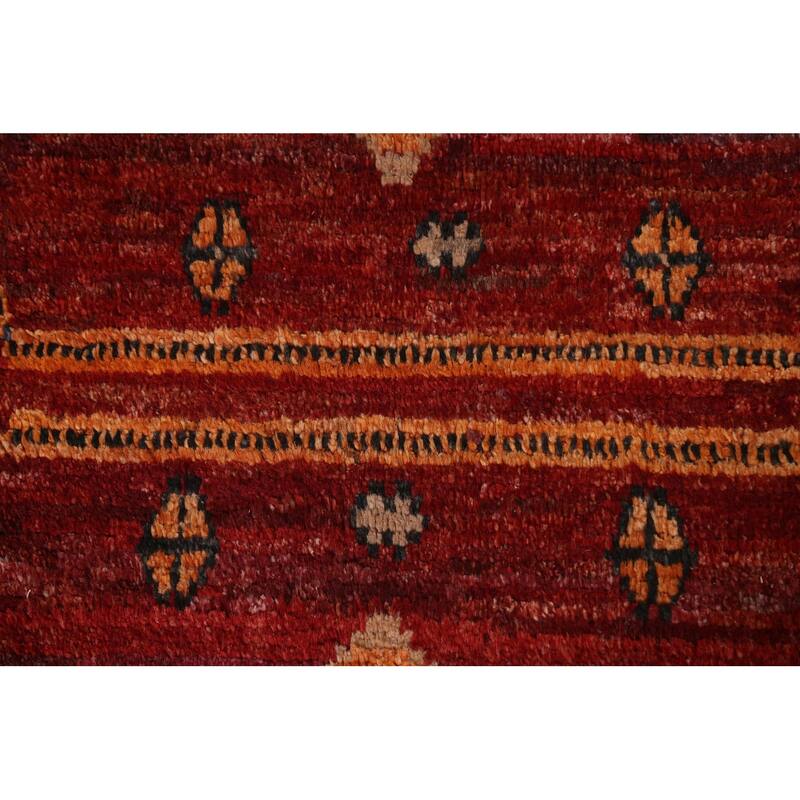 Hand Knotted Oriental 100% Wool Carpet Modern Tribal Red Moroccan Area Rug - 9' 10'' X 6' 11''