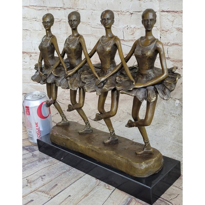 Four Ballerina Ballet Dancers Line Dancing Bronze Sculpture Statue Original Art