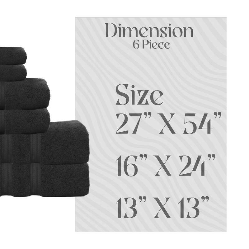 Home Weavers Elegance Essentials 550GSM Cotton Zero Twist Super Absorbent Bath Towel Set of 6