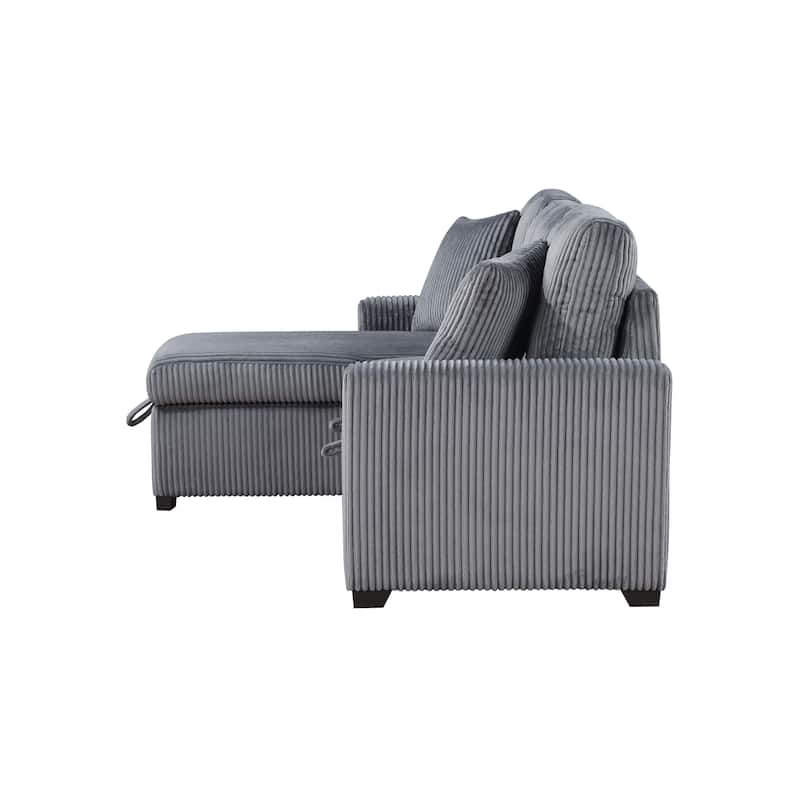 Jessenia Corduroy 3-Piece Reversible Sectional with Pull-out Bed