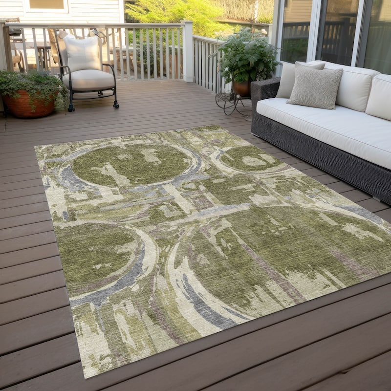 Machine Washable Indoor/ Outdoor Chantille Contemporary Abstract Rug
