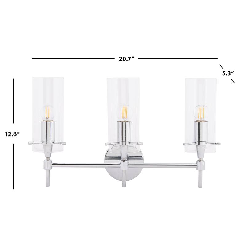 SAFAVIEH Lighting Annarosa 3-Light Led Vanity Sconce - 20.7" W x 5.3" L x 12.6" H - 21Wx5Dx13H
