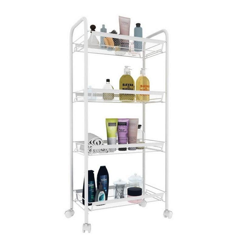 4-Tier Steel Storage Shelving Cart with Wheels