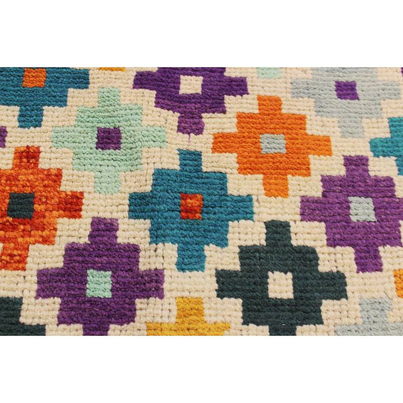 Eclectic Balochi Bernal Beige/Blue Hand Knotted Wool Rug - 5'10'' x 7'10''