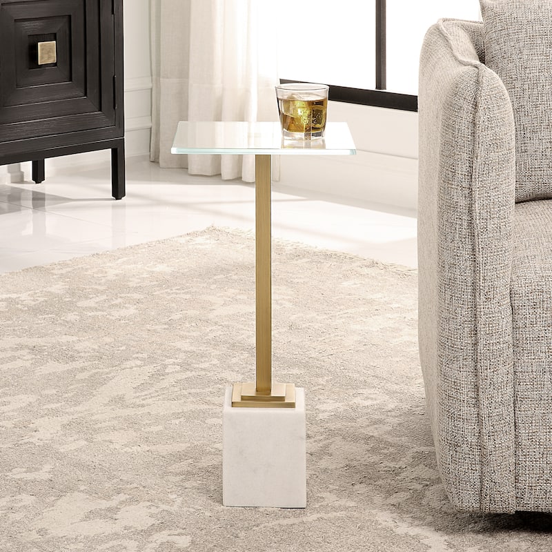 Martini Table with White Marble - 11"W x 24"H x 11"D