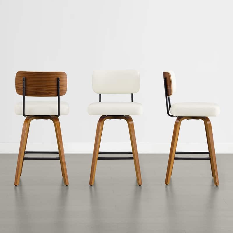 Spruce & Spring 26" Swivel Bar Stool with Bentwood Back or PE Rattan Back