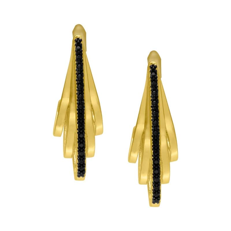 Victoria Townsend Yellow Gold Plated Black Cubic Zirconia Multihoop Earrings