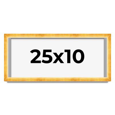 25x10 Shadow Box Frame Gold | 1.625 Inches Deep Real Wood Traditional