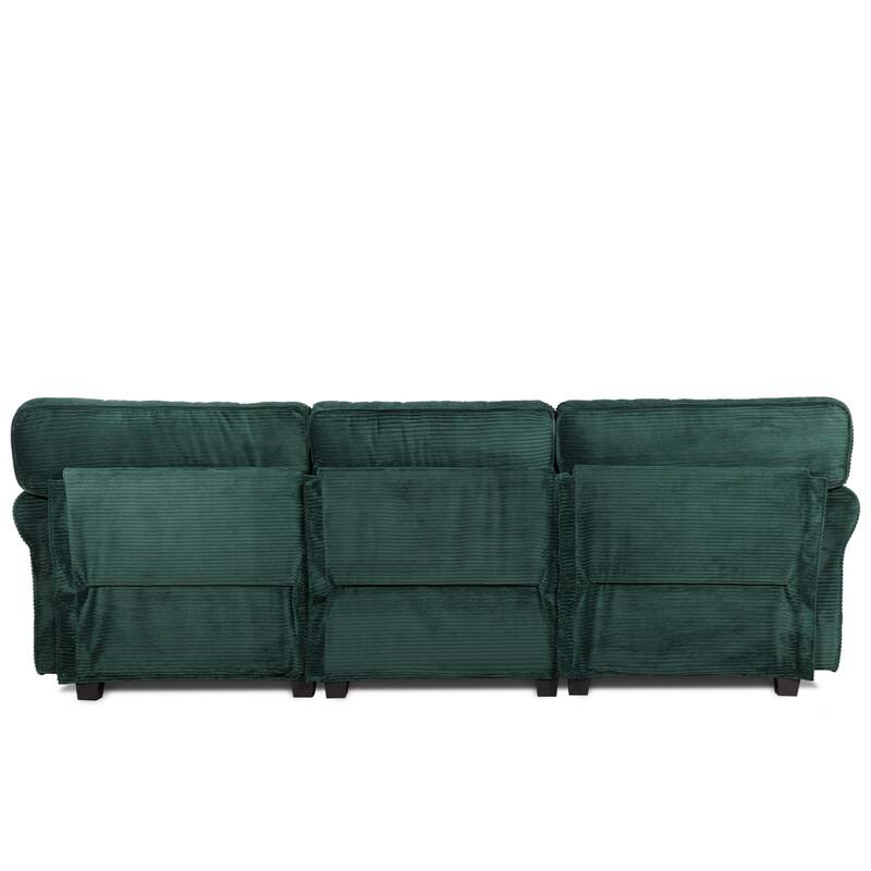 94.49" Corduroy Fabric 3-Seater Sectional Sofa