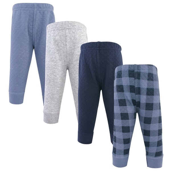 slide 1 of 1, Hudson Baby Toddler Boy Quilted Jogger Pants 4pk, Navy Plaid 2T - Navy Plaid