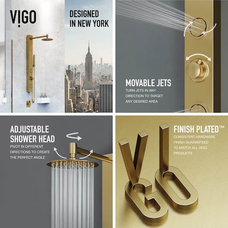VIGO Gardenia 39" H x 4" W 2-Jet Shower Panel with Round Shower Head