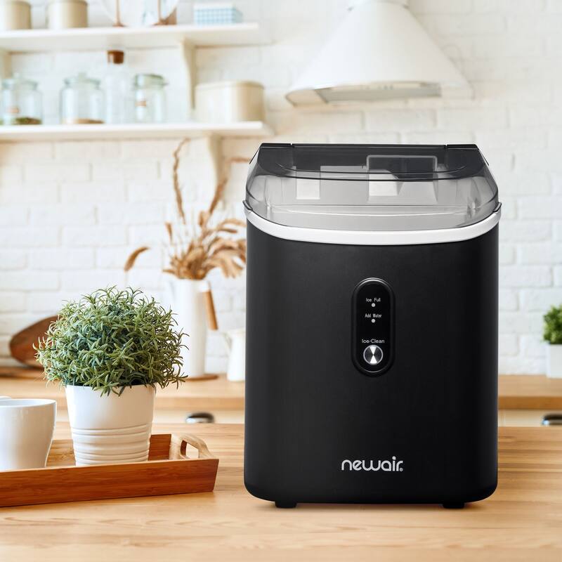 Newair 26 lbs. Countertop Nugget Ice Maker in Matte Black, Ice Viewing Window, Self-Cleaning Button, Easy-Pour Waterspout