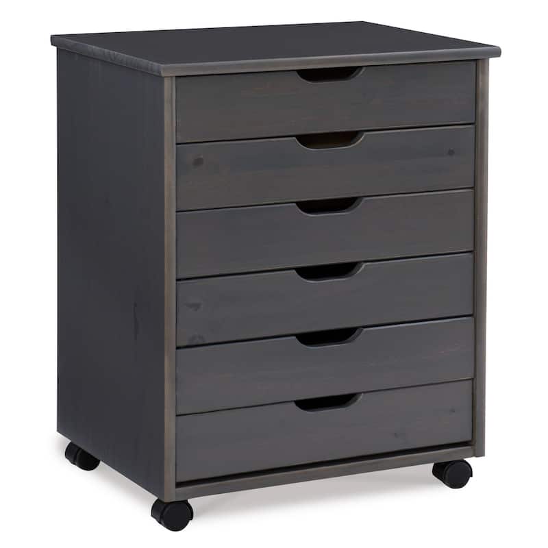25.25” Gray Wide Rolling Storage Cabinet with 6 Drawer